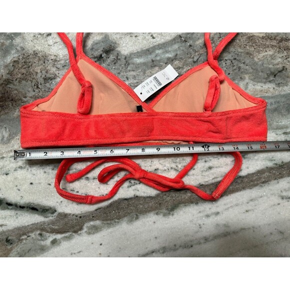 J Crew Bikini Top Womens XXL Orange Terry Cloth Wrap Tie Tank Beach Swimsuit - Picture 6 of 8